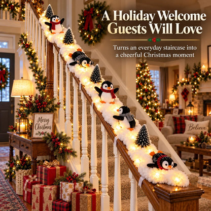 🔥Buy 2 Get 20% OFF🔥Playful Penguin Snowy Stair Railing Decor
