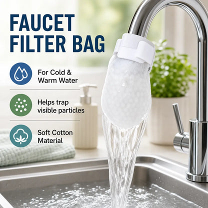 Cotton Faucet Filter Bags for Faucets Under 1" - Splash-Reducing Sediment Filter
