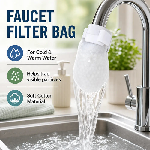 Cotton Faucet Filter Bags for Faucets Under 1" - Splash-Reducing Sediment Filter