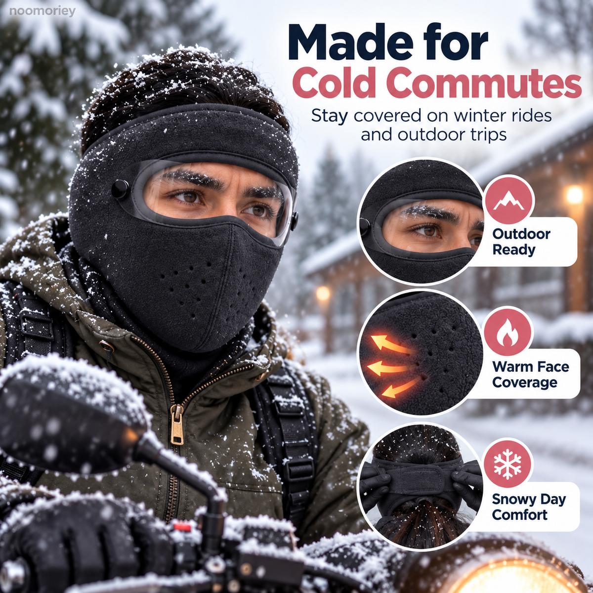 ❄️ Winter Face Cover with Clear Eye Shield – Adjustable Cold Weather Balaclava