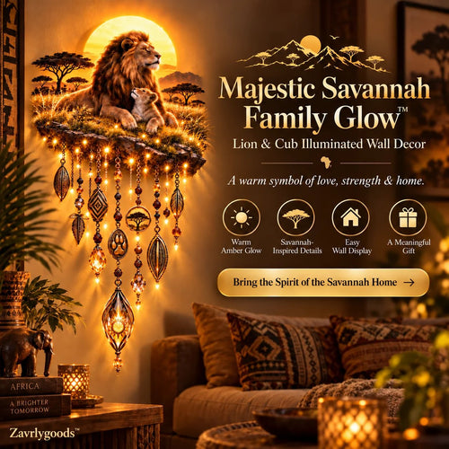 Majestic Lion & Cub LED Wall Decor – Warm Lighted Wall Art, Symbol of Family, Strength & Love
