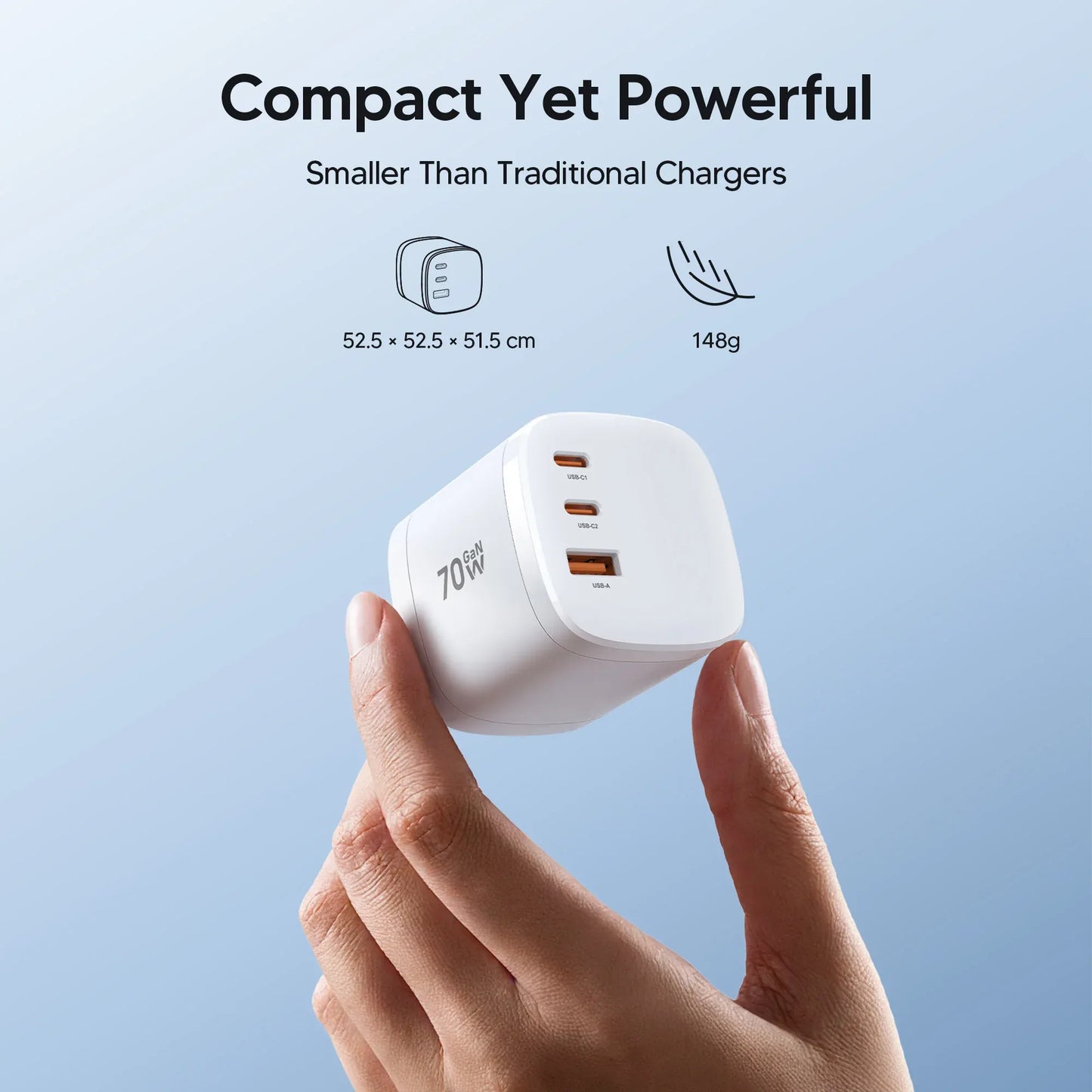 360° Rotating 4-in-1 Universal Travel Charger | 70W GaN