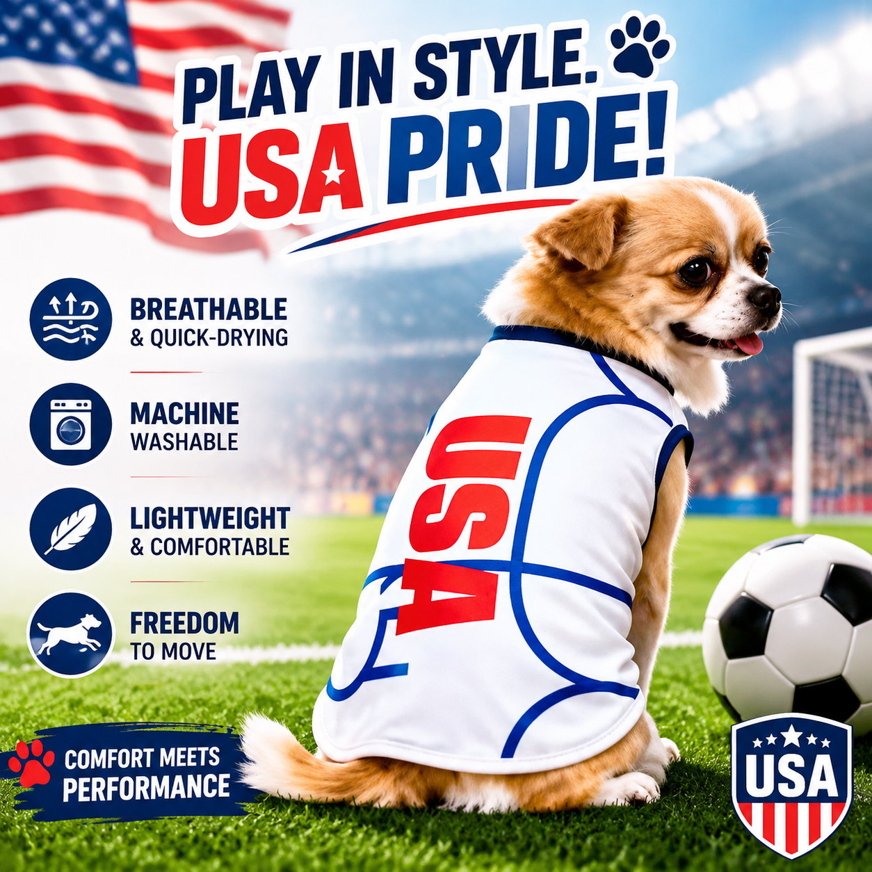 ⚽🐾 National Team Inspired Pet Jersey – Stylish Football Fan Apparel for Dogs & Cats