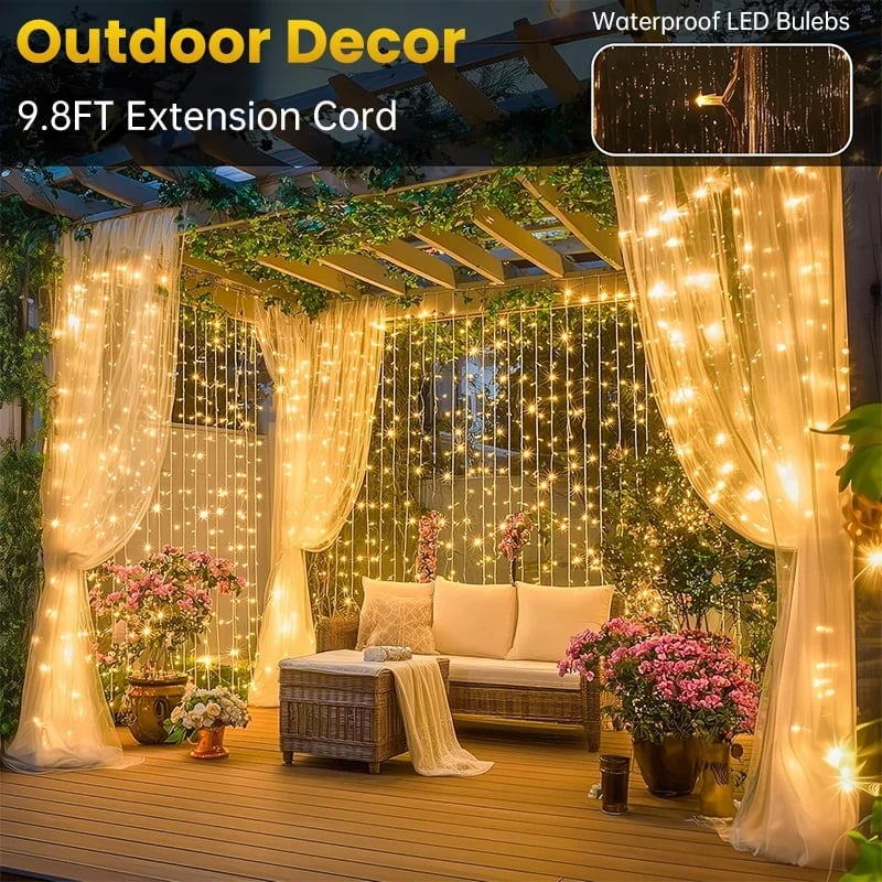 ✨ Remote Controlled LED Curtain Fairy Lights (Not Included Curtain) | 9.8×9.8ft