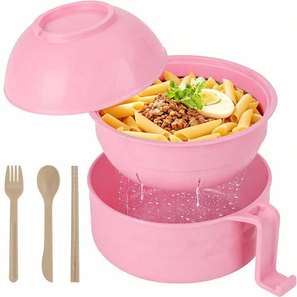 43oz (1300ml) Ergonomic Wheat Straw Microwavable Pig Ramen Cooker Bowl