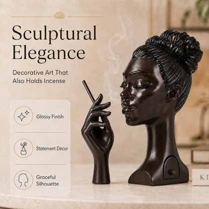 Sculptural Black Lady Incense Burner