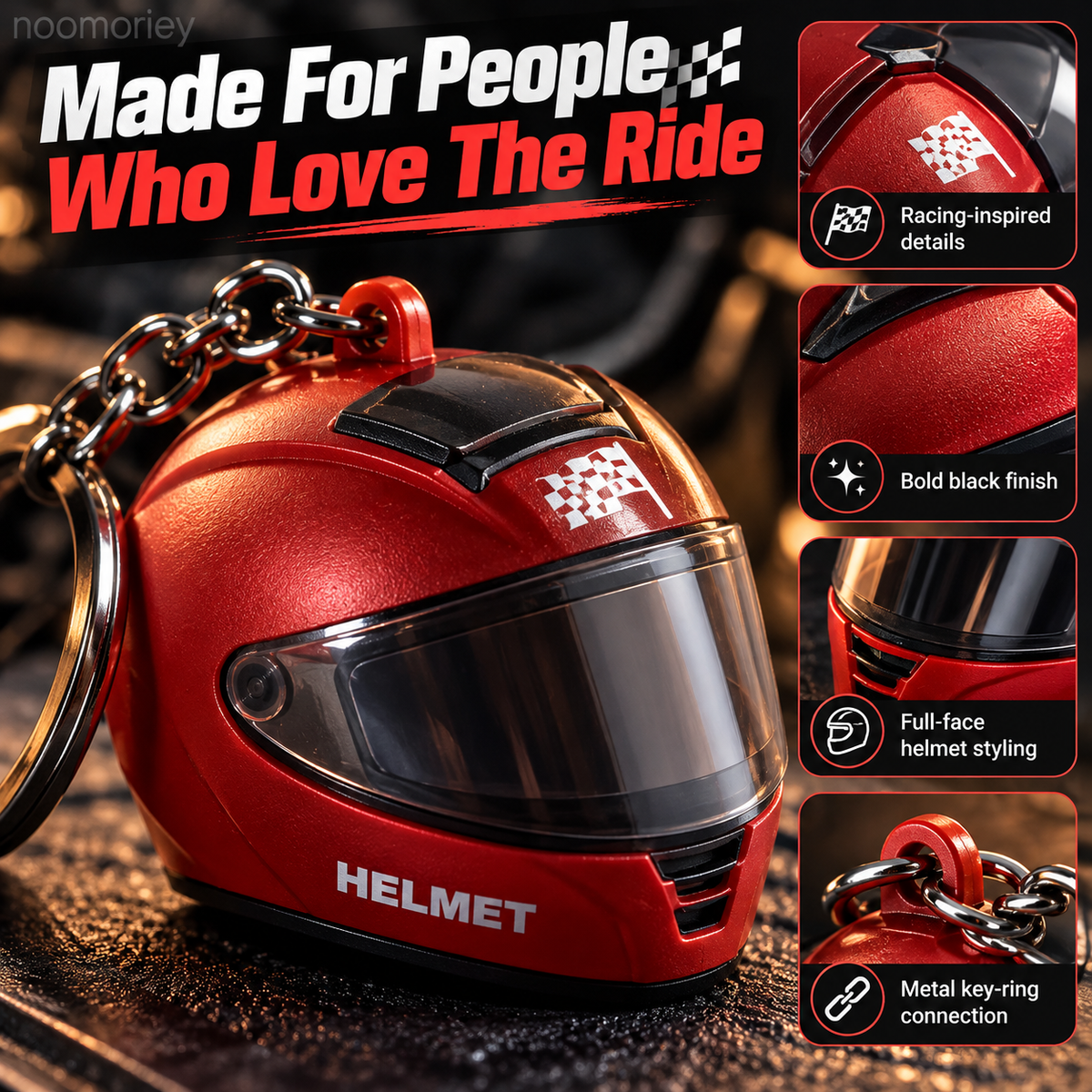 🏍️ Mini Motorcycle Helmet LED Keychain – Light-Up Rider Charm for Keys, Bags & Gifts