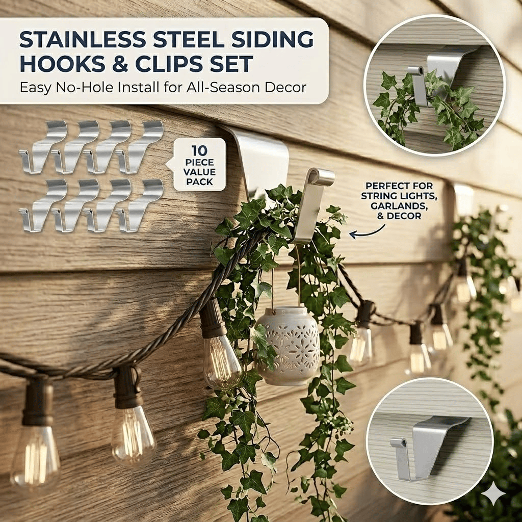 Premium Stainless Steel Siding Hooks: Easy No-Hole Decorating