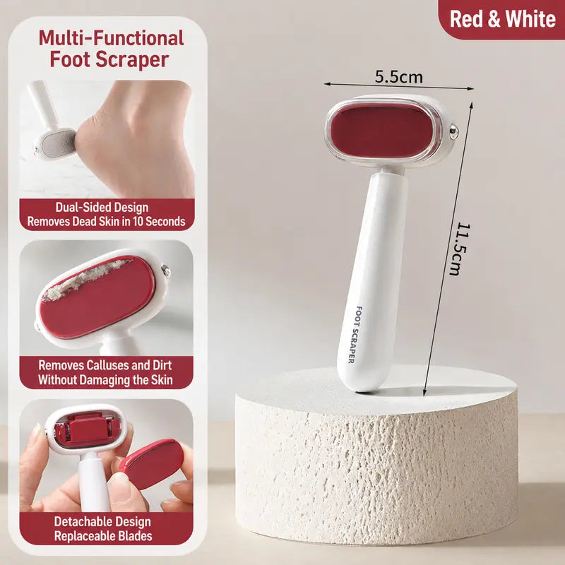 Dual‑Sided Foot Callus Remover, Replaceable Stainless Steel Blade Foot Scraper