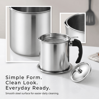 Stainless Steel Oil Strainer Pot-Say Goodbye to Waste, Hello to a Healthier Kitchen!
