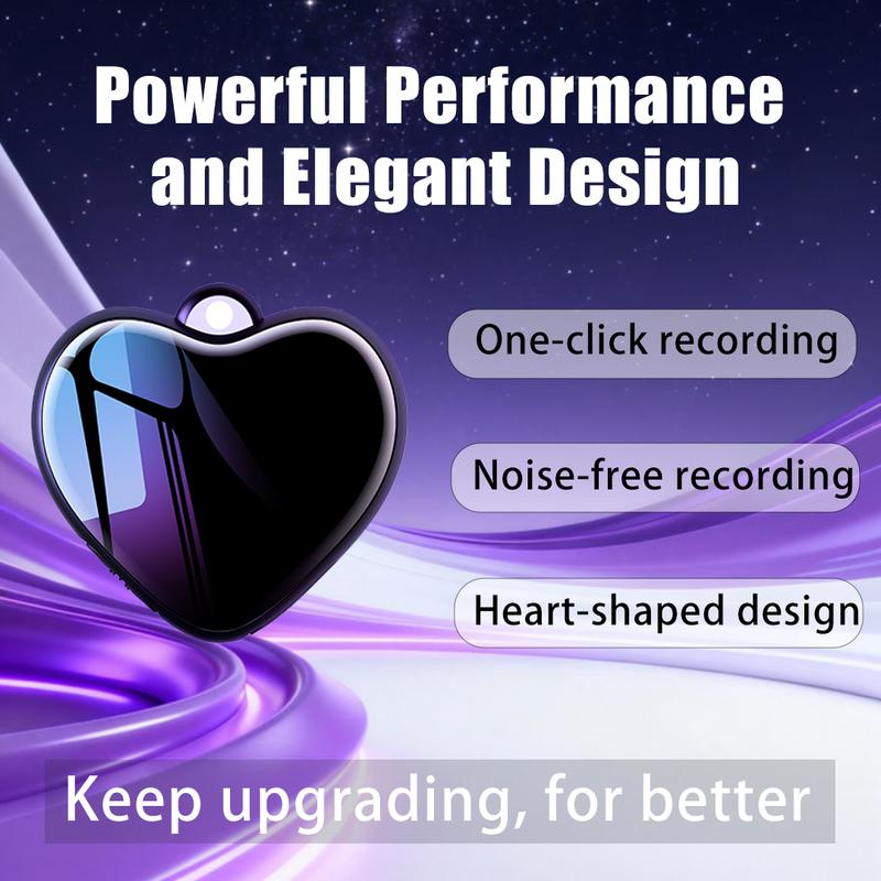 Mini Heart-shaped voice activated hidden necklace recorder