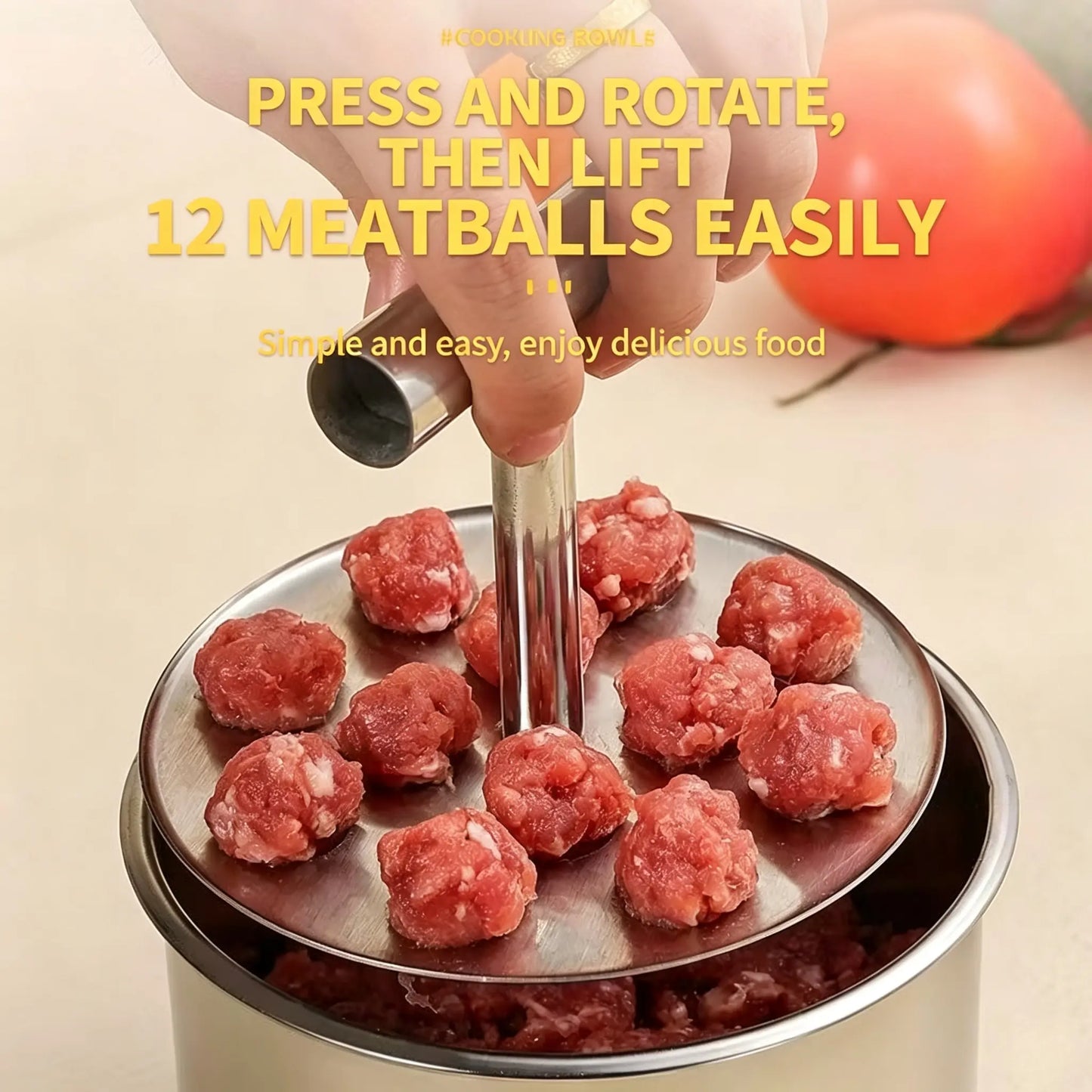 🔥Flash Sale 49% OFF✨ Upgrade 6/12‑Hole Manual Meatball Maker Tool, Stainless Steel Meatball Mold, Home Kitchen Cooking Gadget
