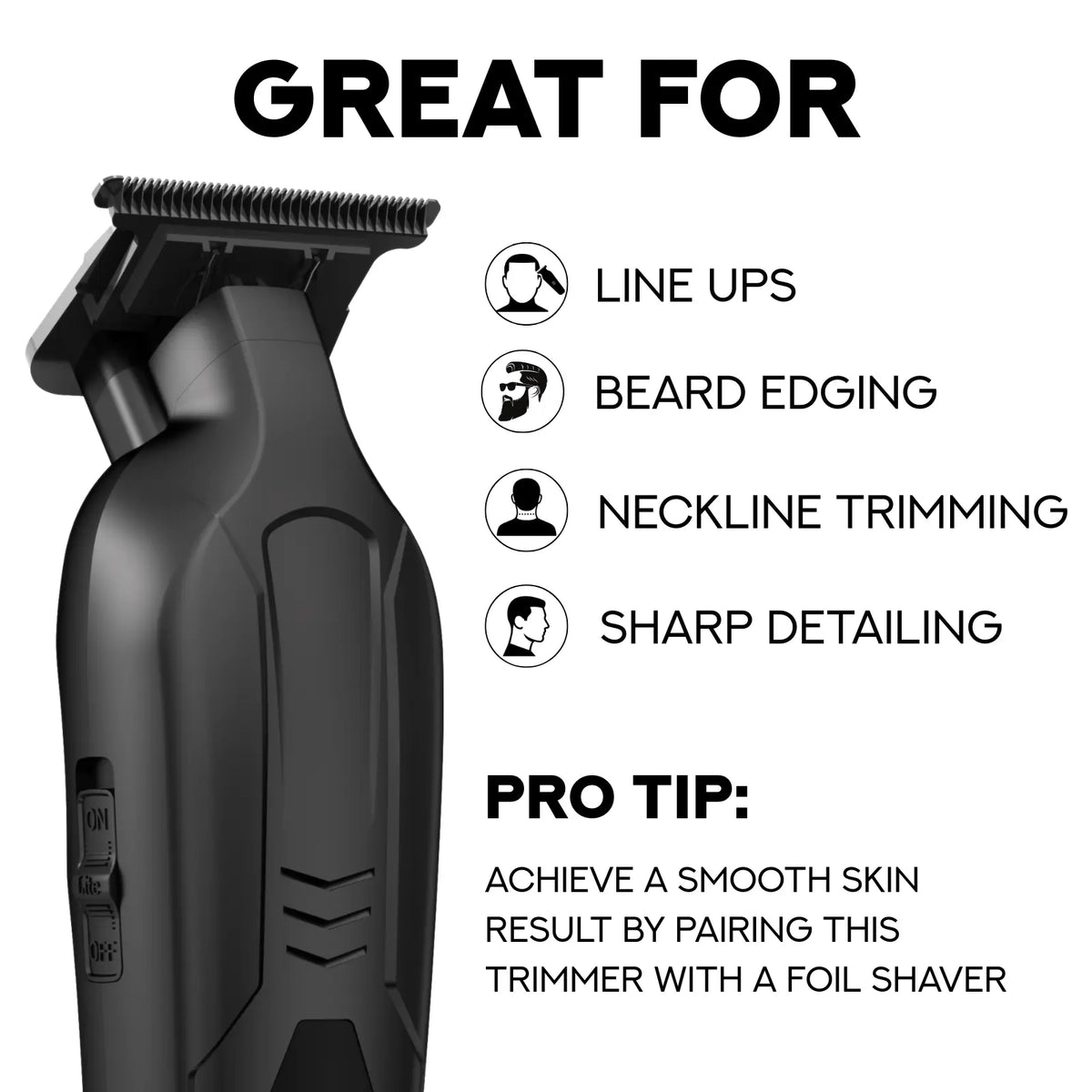 Supreme Trimmer VADER Lite Cordless T-Liner Hair Trimmer – 7000 RPM, Titanium-Ceramic Blade, USB-C Rechargeable & 6 Guards