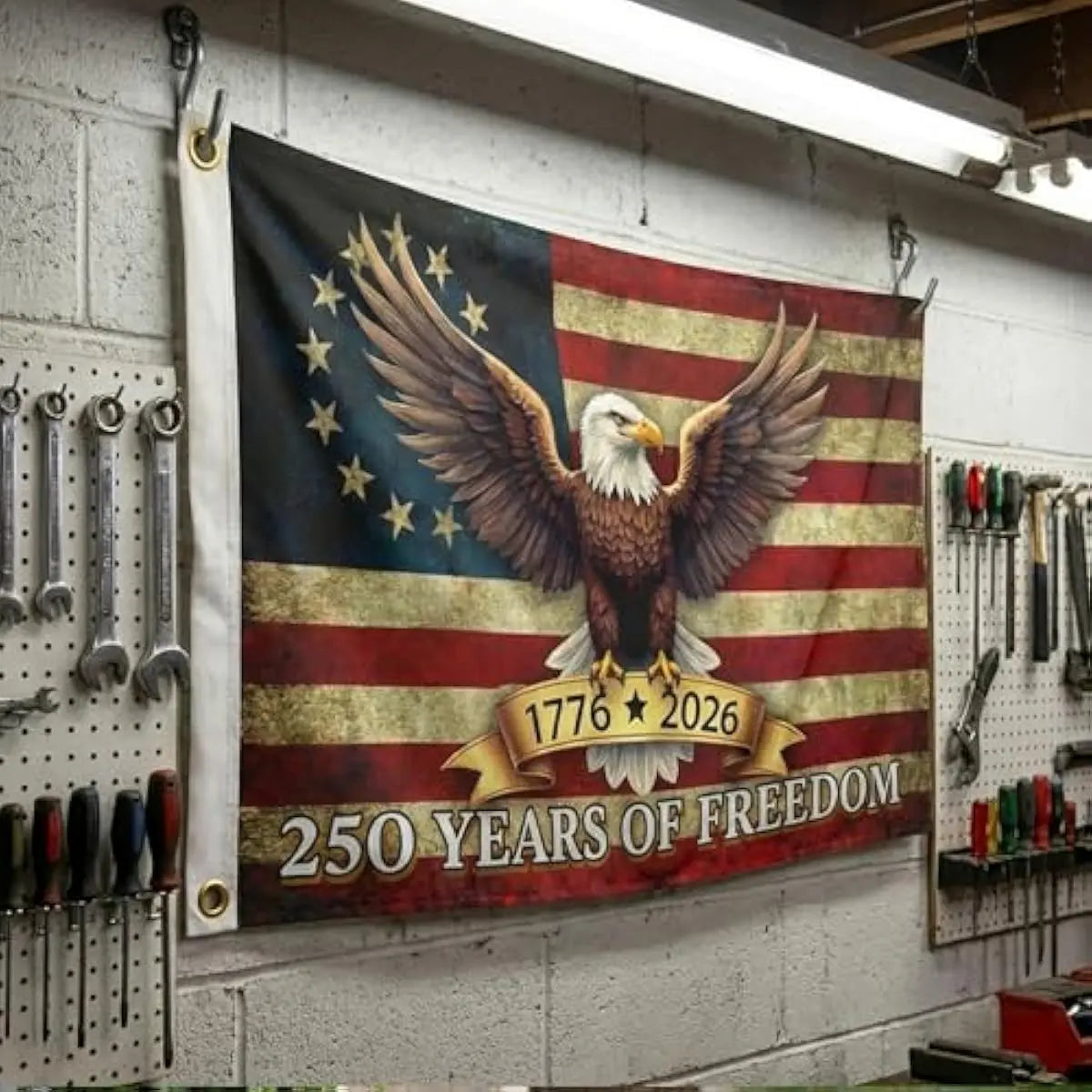 Double-sided 250th Anniversary American Flag , 1776-2026 USA 250 Years of Freedom Flag, Made from 100% Polyester with Brass Grommets Fade Resistant, Indoor Outdoor Patriotic Eagle 4th of July Decoration