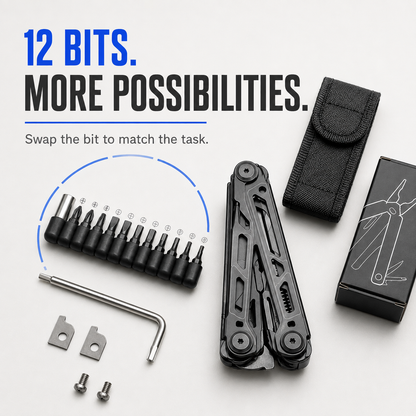 28-in-1 Stainless Steel Multi-Tool Pliers – Foldable Pocket Tool for Camping, Hiking, Fishing & Everyday Repairs