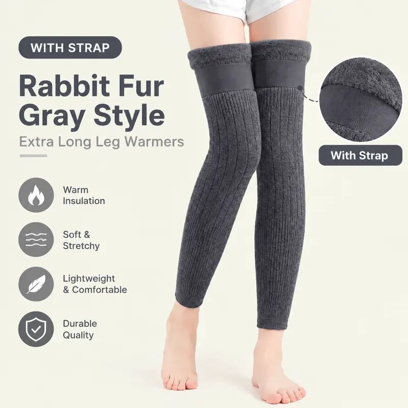 ❄️ Fleece Knee Warmers – Extended Thermal Knee Sleeves for Men & Women with Non-Slip Fit