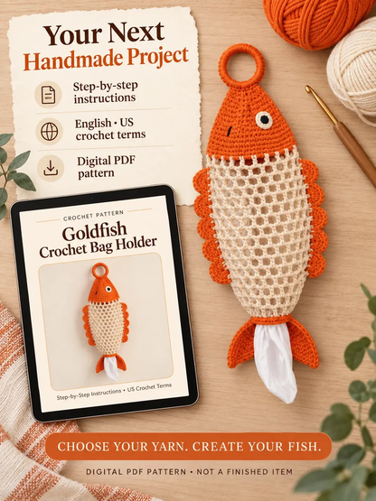 🐟 Goldfish Crochet Bag Holder PDF Pattern