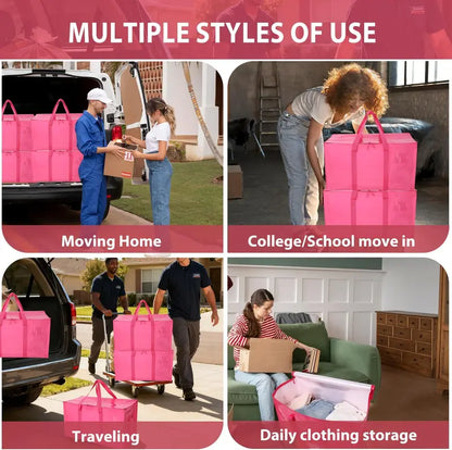 Moving Bags, Collapsible Zippered Storage Bags with Handles, Waterproof Foldable Organizers