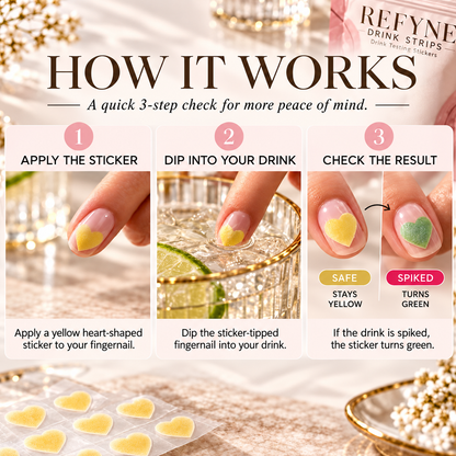 ❤️ Drink Testing Nail Stickers – Discreet, Easy-to-Use Drink Checks for Nights Out