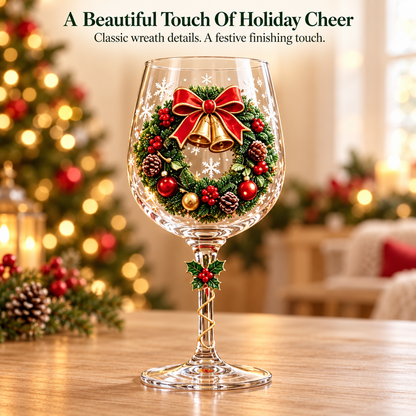 🎄✨ Christmas Clearance Sale! 🎅🥂 Christmas Wine Glass Gift Set of 6 – Beautiful Raised Designs for Holiday Toasts & Gifting