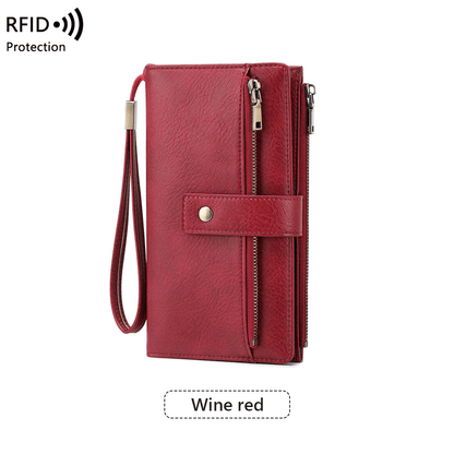 Women's long wallet, stylish clutch, elegant solid color RFID blocking leather wallet👛
