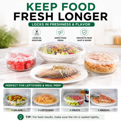100PCS Disposable Stretch Food Covers for Bowls & Plates