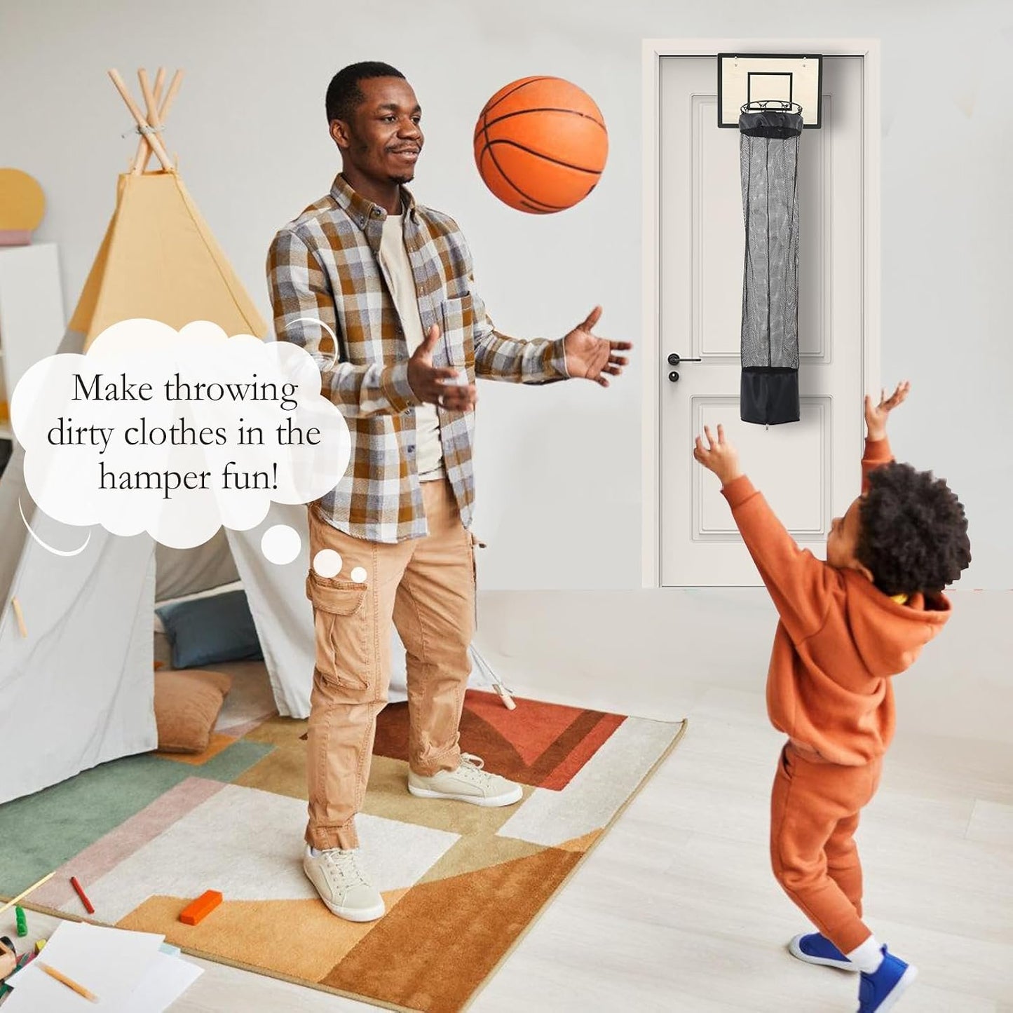 Over-the-Door Basketball Hoop Laundry Hamper