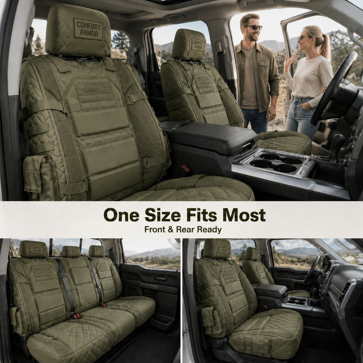 🎖️ Military‑Style Auto Seat Protectors｜Universal Fit Heavy‑Duty Cushion For Long‑Drive Vehicle Owners