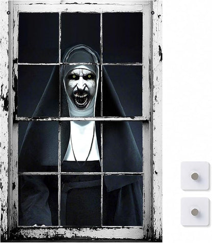 👁️ [Scare Neighbors] 3D Halloween Window Poster: Realistic Horror Scene