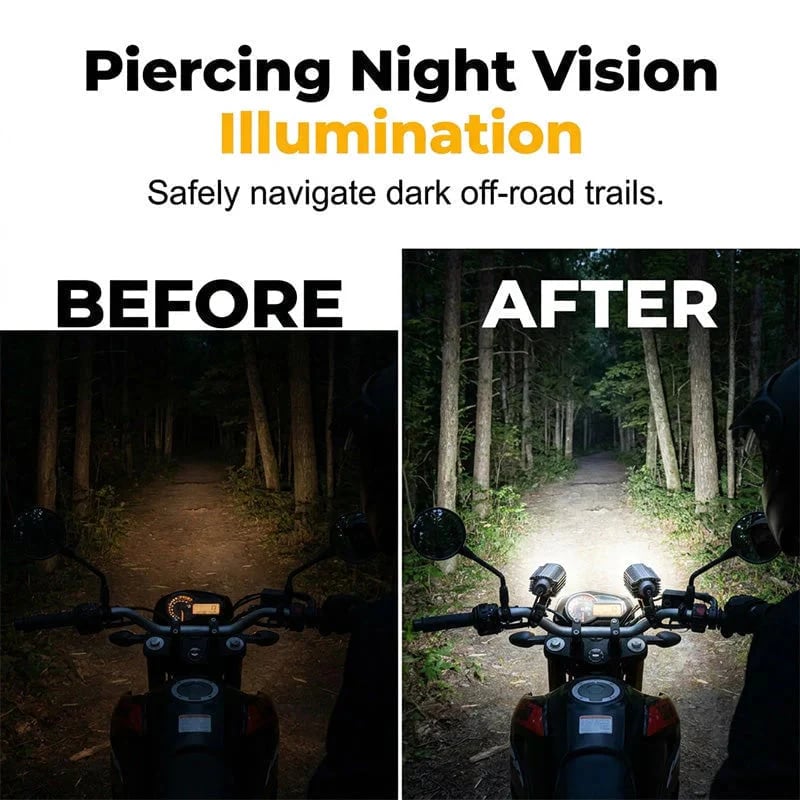 🎉 ⏰Universal Motorcycle LED Spotlight Dual Color Auxiliary Driving Light