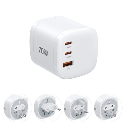 360° Rotating 4-in-1 Universal Travel Charger | 70W GaN
