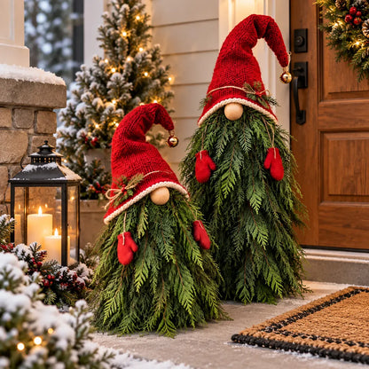 🎄 2-Piece Winter Gnome Porch Decor Set – Evergreen Beard Entryway Decorations