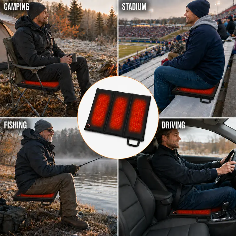 🔥 Portable Foldable Heated Seat Cushion – USB-Powered with 3 Heat Settings