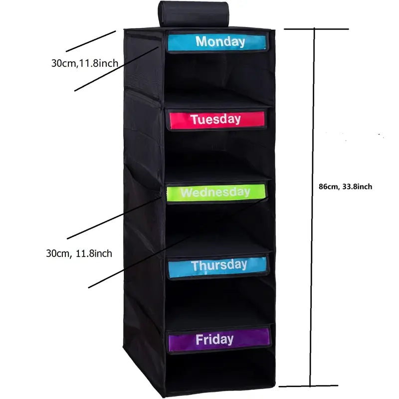 Hanging Clothes Storage Bag, Monday-to-Friday Closet Organizer