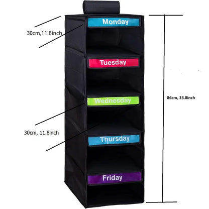 Hanging Clothes Storage Bag, Monday-to-Friday Closet Organizer