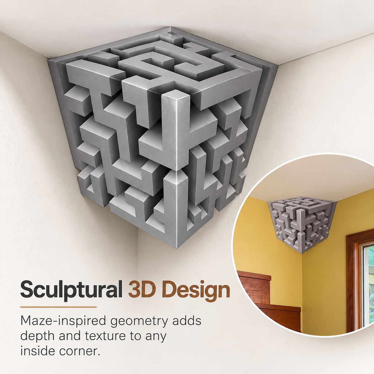 ✨ (2Pcs)Transform Empty Corners – 3D Geometric Wall & Ceiling Accent Decor✨