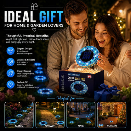 Solar Outdoor Mosaic Disk Pathway LED Lights