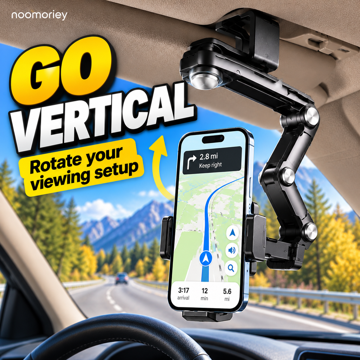 📱 1080° Adjustable Car Sun Visor Phone Holder – Foldable 360° Rotating Hands-Free Mount