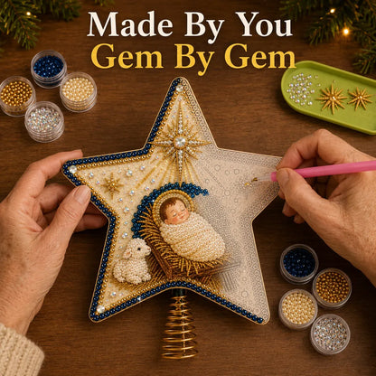 ✝️ Christian Pearl Diamond Art Christmas Tree Topper DIY Kit