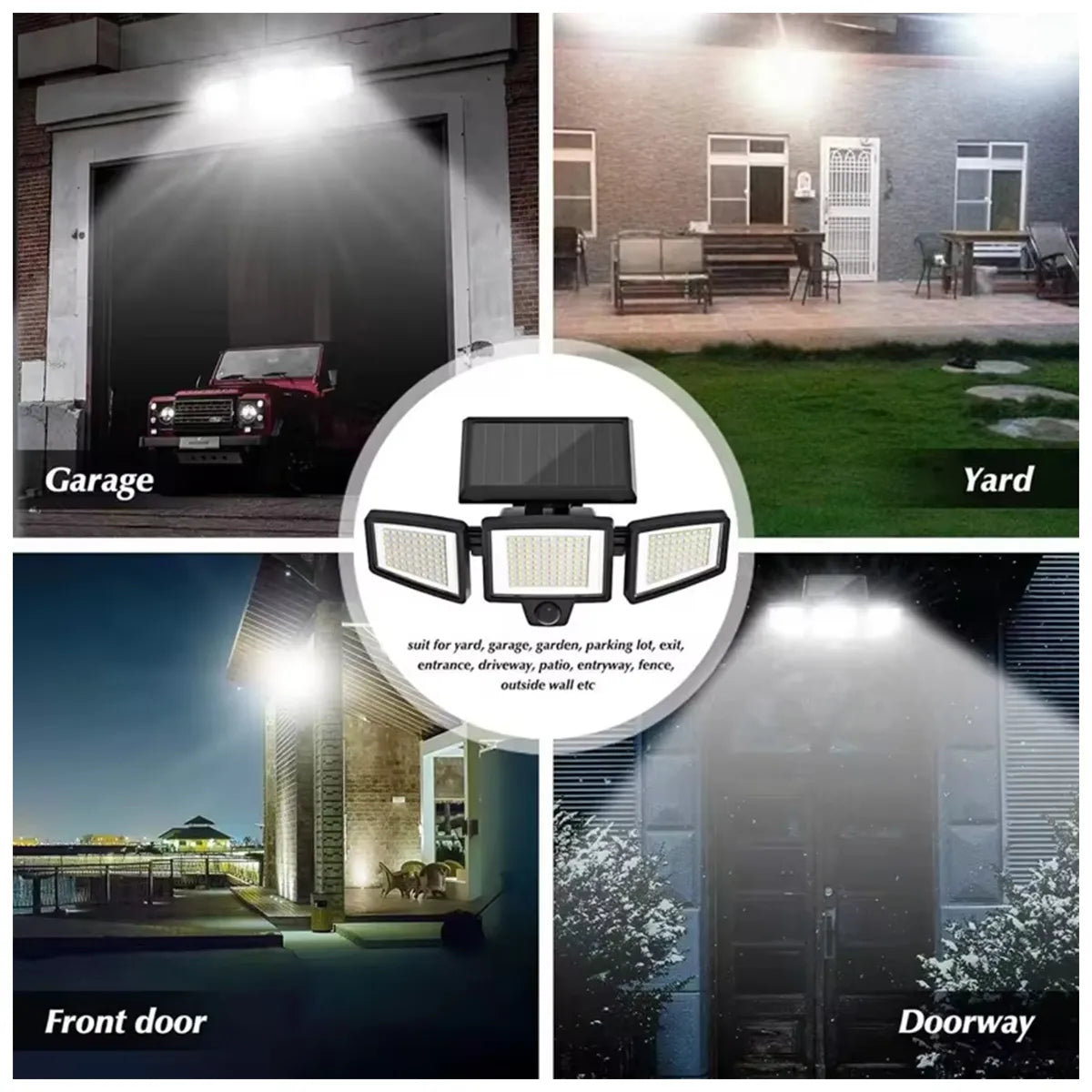 💡Outdoor  Solar 3 Heads Led Wall Lamp Street Lights