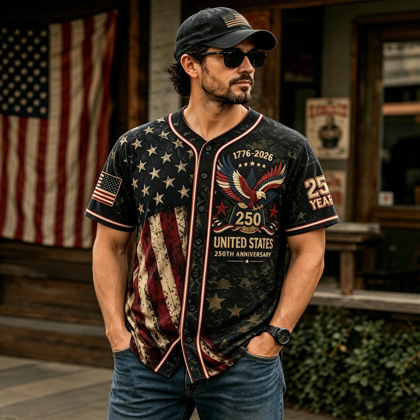America 250th Anniversary Vintage Baseball Jersey