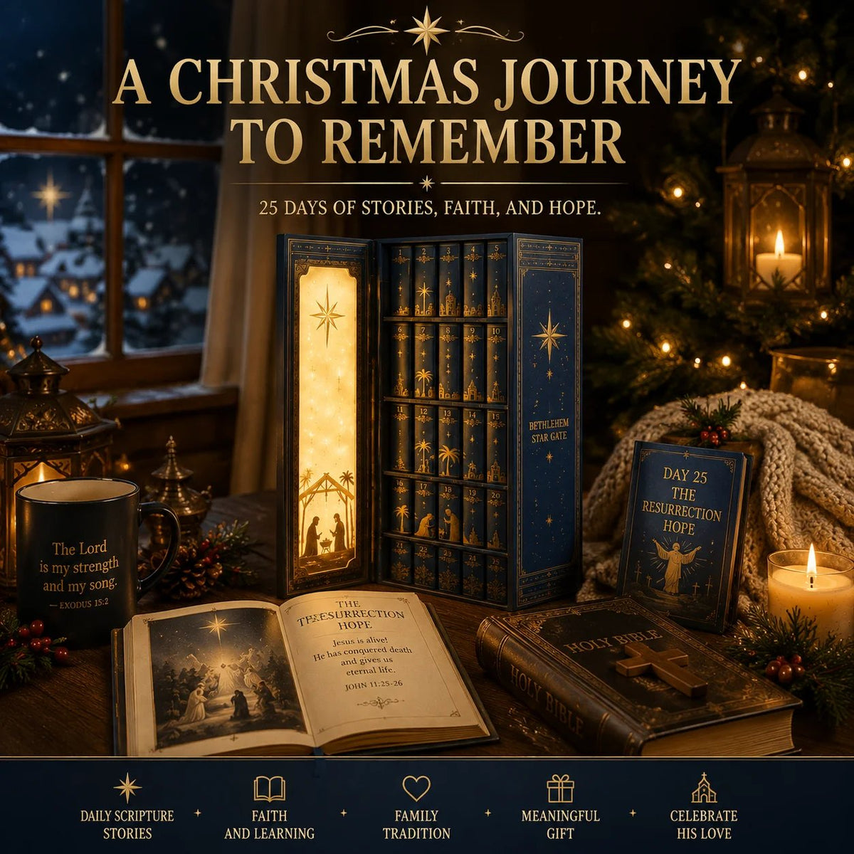 ✝️Bethlehem Star Gate – 25-Day Christian Christmas Advent Calendar with Mini Bible Story Books📚