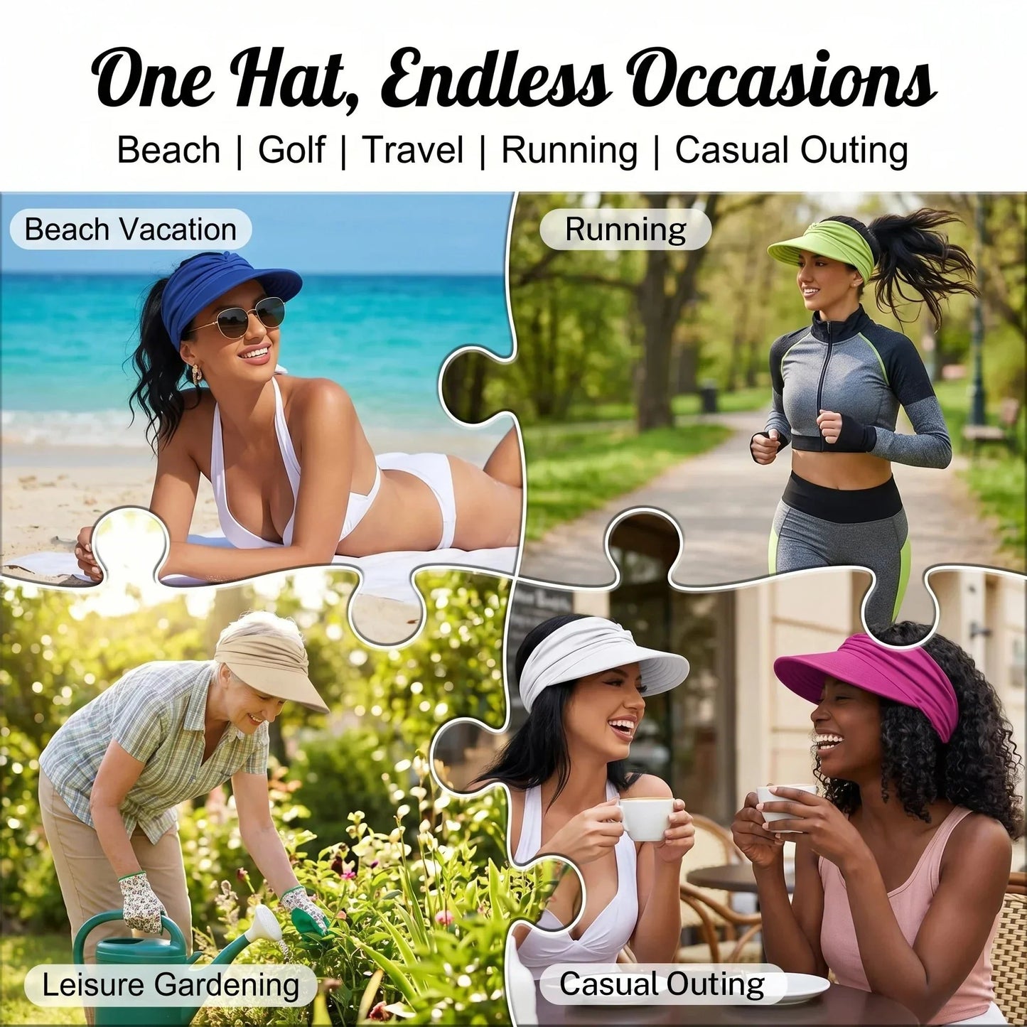 🔥 Summer Hot Sale 50% OFF💕👒UPF 50+ Sun Visor Ponytail Hat