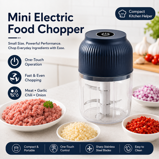 Electric Mini Food Chopper-300ml, 4-Blade Electric Processor