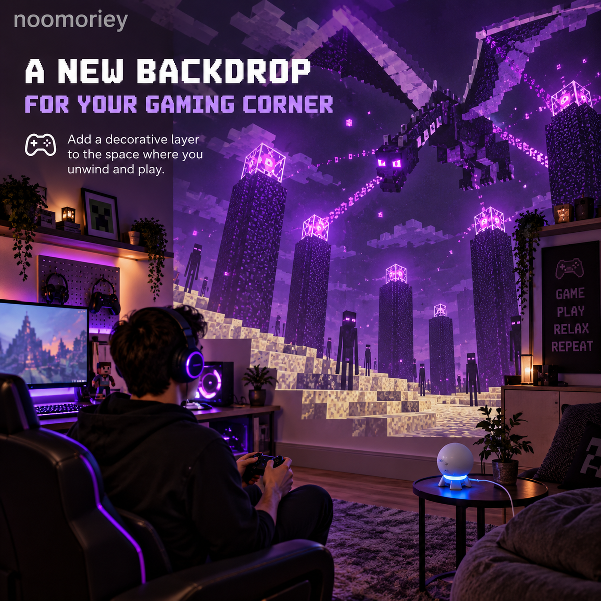 🎮 Pixel Fantasy Scene Projector – Ambient Decor for Gaming Rooms