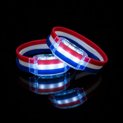 2PCS LED Light Up National Flag Wristbands