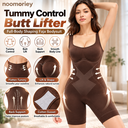🔥 Tummy Control Butt-Lifting Faja Bodysuit – Full-Body Shaper with Back Support & Cotton Gusset
