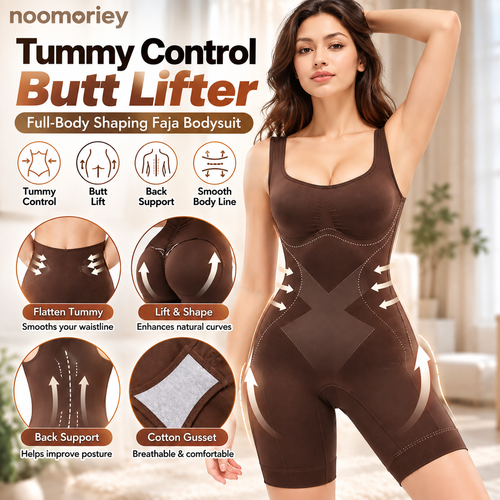 🔥 Tummy Control Butt-Lifting Faja Bodysuit – Full-Body Shaper with Back Support & Cotton Gusset