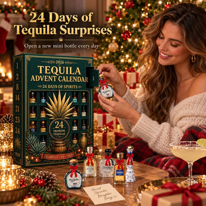 24-Day Mini Tequila Bottle Advent Blind Box for Holiday Celebration, Bar Table Decor, Collector Gift & Family Countdown