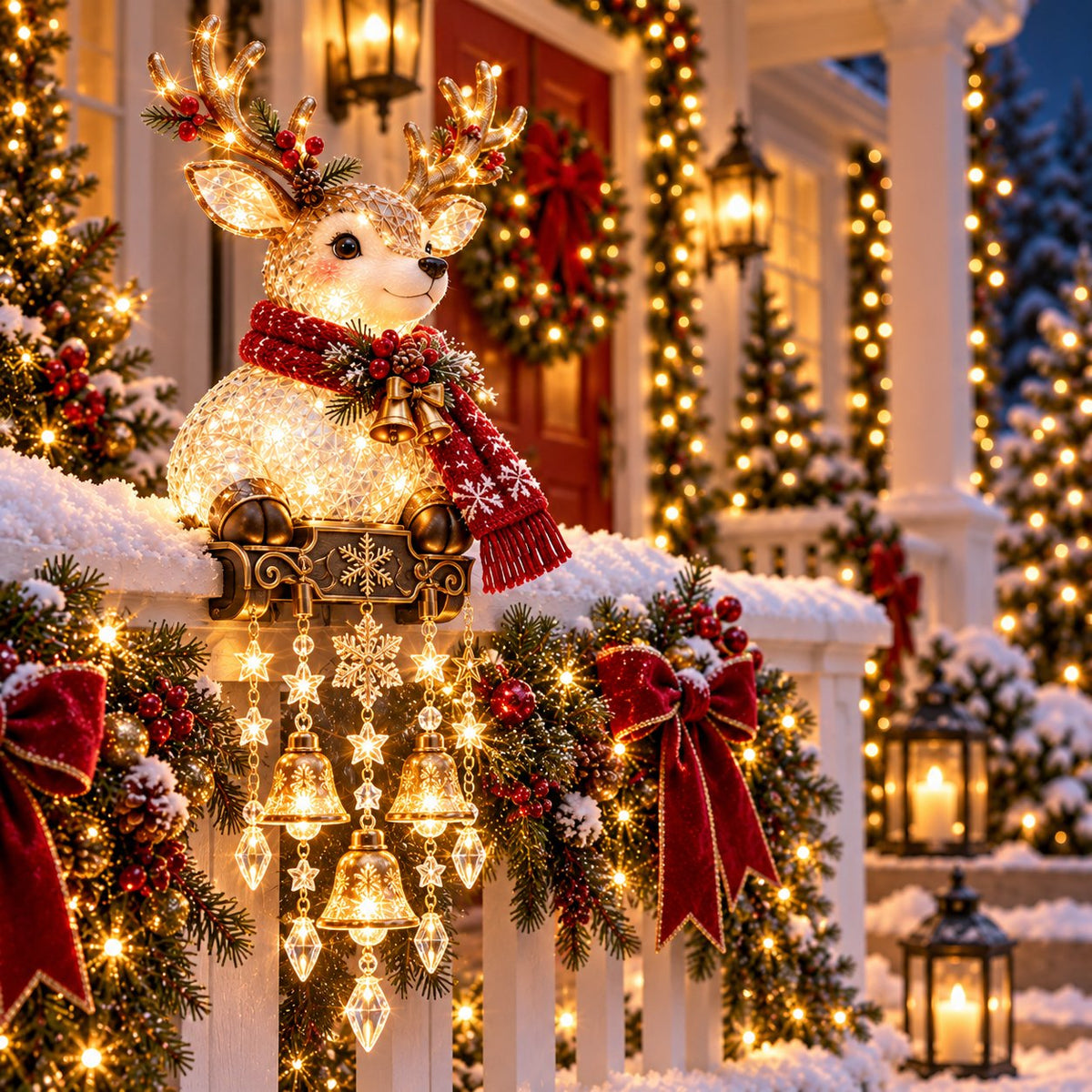 💯🎄 Christmas Porch Railing Lights – 4 Festive Character Designs